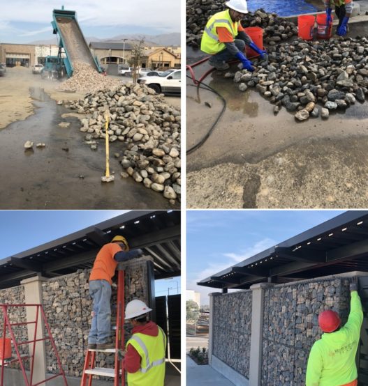 Weinstein Construction installing decorative gabion Weinstein Construction installing decorative gabion