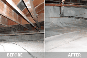 Crawl Space Repair before and after