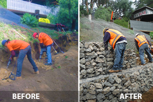 Retaining Wall Before and After